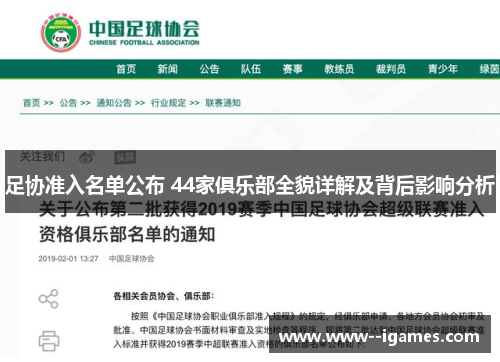 足协准入名单公布 44家俱乐部全貌详解及背后影响分析 足协准入名单公布 44家俱乐部全貌详解及背后影响分析